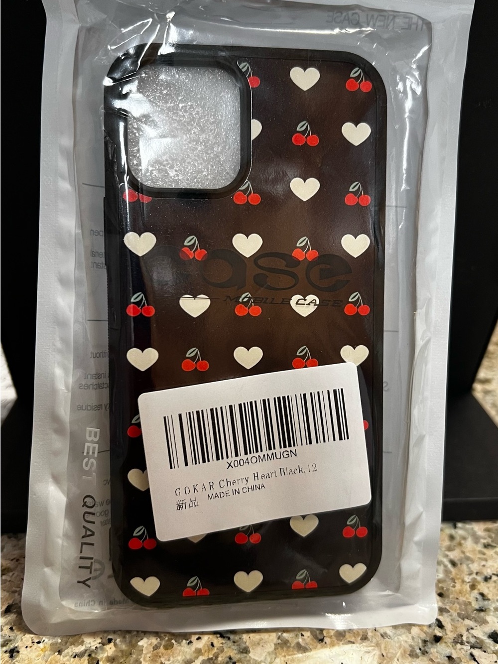 Black Cherry & Heart Phone Case for IPhone Pro 12 New